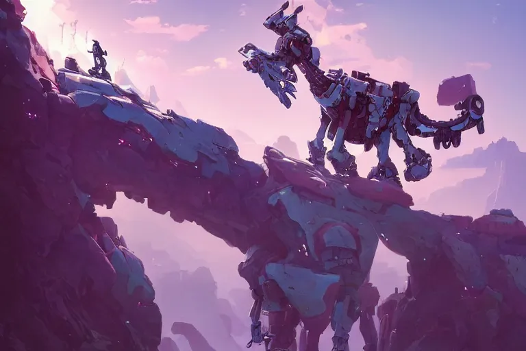 Image similar to rockbreaker machine mecha animal beast robot of horizon forbidden west horizon zero dawn bioluminiscence, behance hd by jesper ejsing, by rhads, makoto shinkai and lois van baarle, ilya kuvshinov, rossdraws global illumination