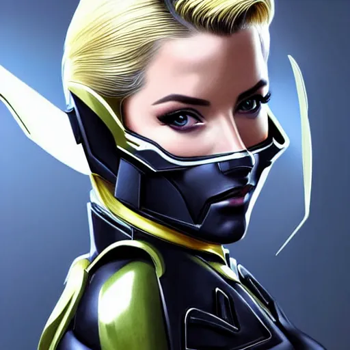 Image similar to A combination of Grace Kelly's and Ada Wong's and Ashley Greene's appearances with blonde hair wearing Interceptor's armor from Anthem, high tech, action shot, angular, full body portrait, futuristic, dramatic, fantasy, intricate, elegant, highly detailed, artstation, matte, sharp focus, 8K, art by Artgerm and Greg Rutkowski and Alphonse Mucha