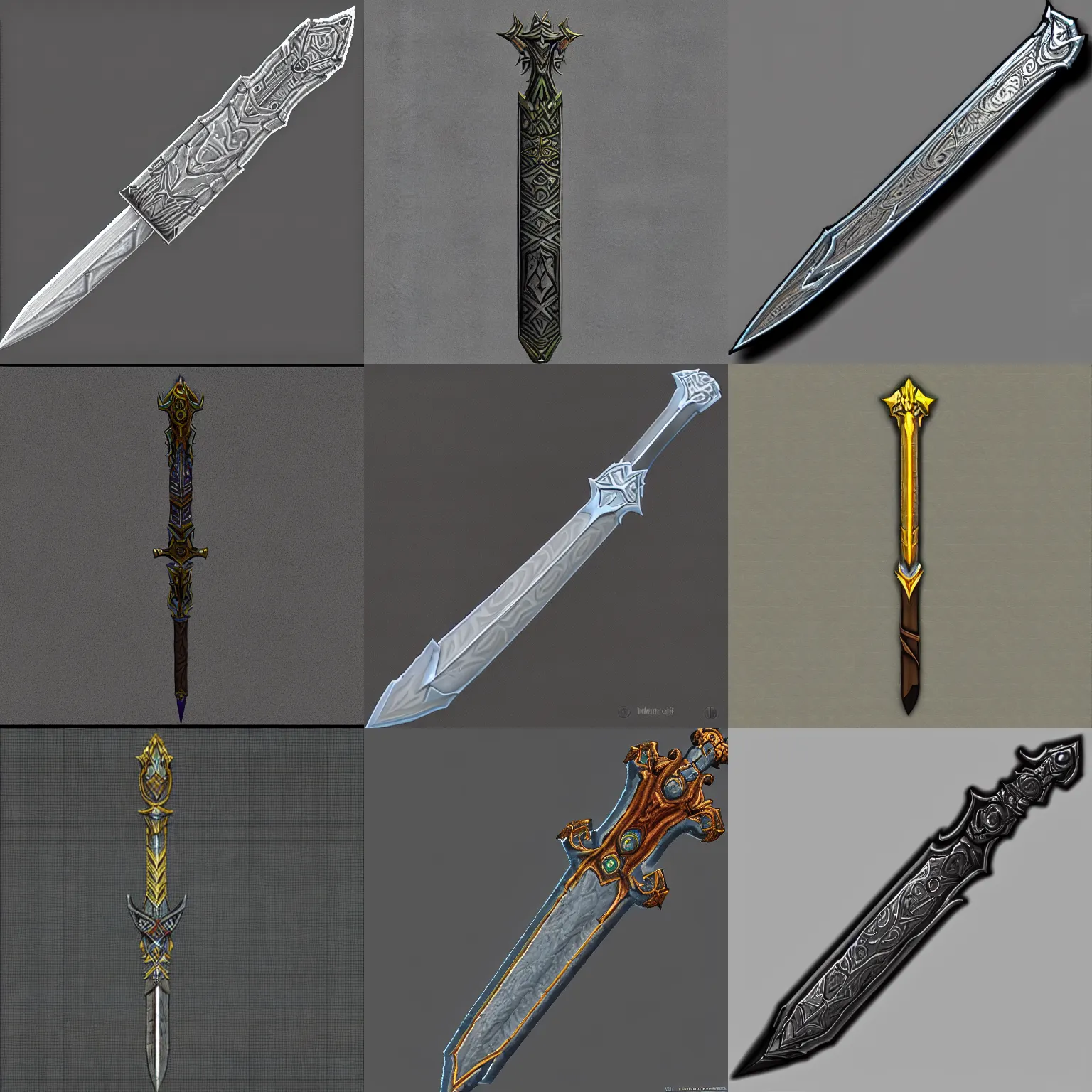 Prompt: UV map texture of a warcraft style sword