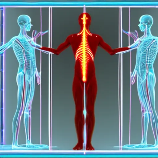 Image similar to human vascular light body ascending from 3rd dimension to 4th and 5th dimensions