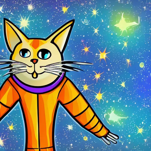 Prompt: space cat cartoon highly detailed, smooth, sharp focus