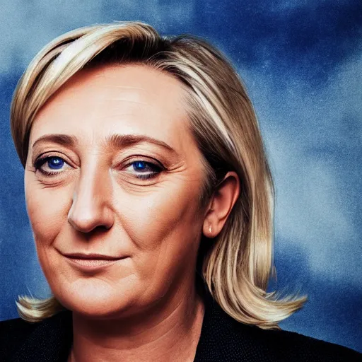 Prompt: Portrait of Marine Le Pen, french flag, amazing splashscreen artwork, splash art, head slightly tilted, natural light, elegant, intricate, fantasy, atmospheric lighting, cinematic, matte painting