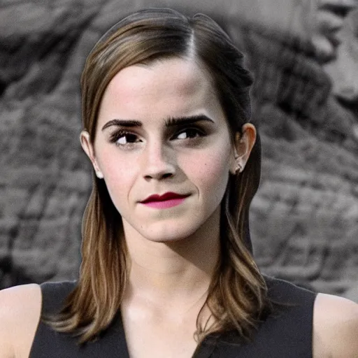 Prompt: emma watson's face on mount rushmore