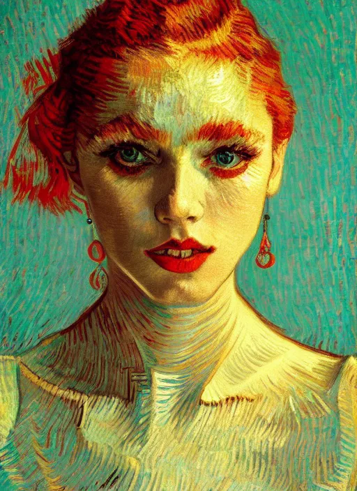 Image similar to !! detailed beautiful symmetrical portrait of a beautiful parisian dancer!!, detailed face, symmetrical painting, beautiful expressionist oil painting masterpiece, 8 k resolution, by van gogh, smooth, sharp focus, pastel color palette, trending on artstation