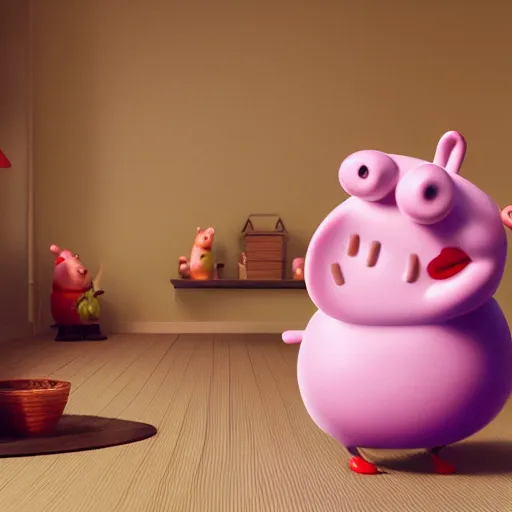 Image similar to blender, octane render, vitorugo, carlos ortega elizalde, ahmad merheb, peppa pig