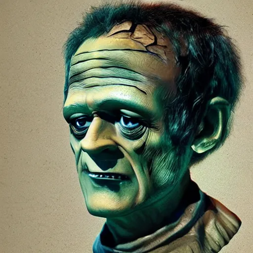 Image similar to bill murray as frankenstein's monster, high definition, color film, photorealistic,