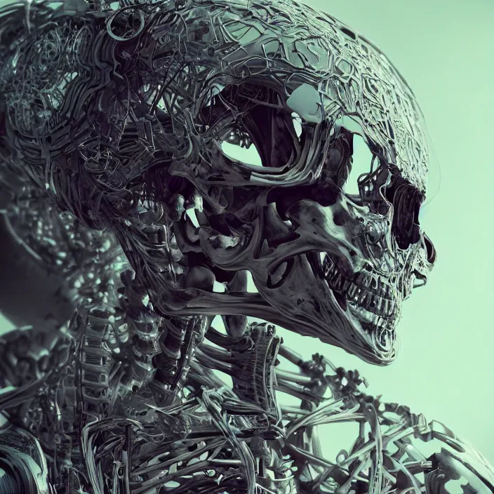 Image similar to cybernetic skeleton babe. burning distortions. dusty distortions. intricate abstract. intricate artwork. by Tooth Wu, wlop, beeple, dan mumford. octane render, trending on artstation, greg rutkowski very coherent symmetrical artwork. cinematic, hyper realism, high detail, octane render, 8k, iridescent accents