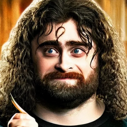 Prompt: Daniel Radcliffe as Hagrid