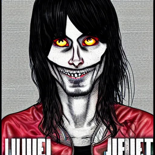 Image similar to jared leto in the style of junji ito