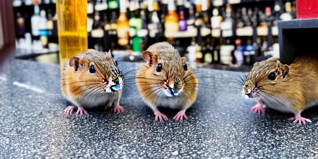 Prompt: a pair of gerbils robbing a liquor store