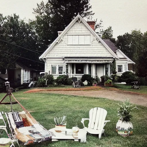 Image similar to a nostalgic photograph of a suburban home during summer, trending on tumblr