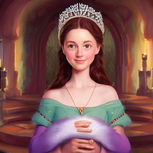 Image similar to a portrait of a jewish princess in a disney movie, oil painting, pale colors, high detail, 8 k, wide angle, trending on artstation,