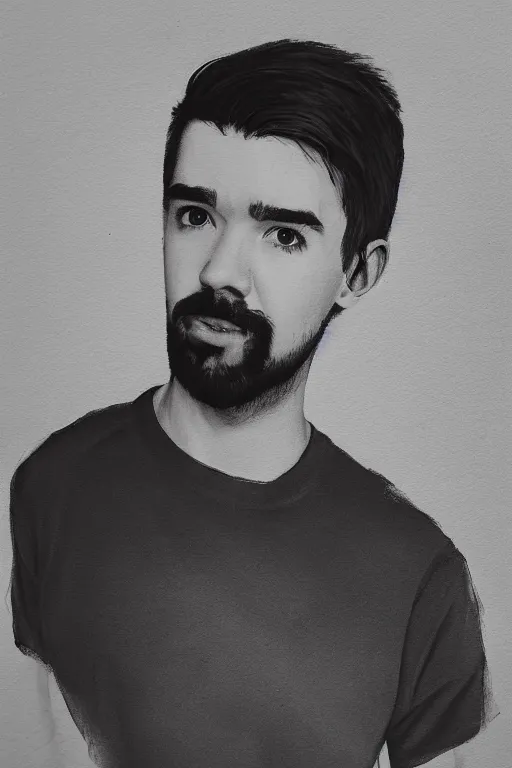 Prompt: Sean McLoughlin, Jacksepticeye, Irish Youtuber, solo portrait, gigachad meme, grayscale 🎨🖌️