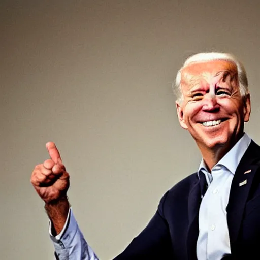 Prompt: joe biden in funny face competition, winning photo