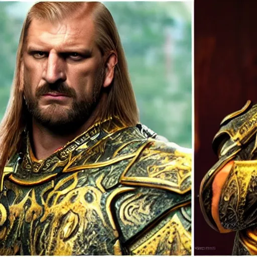 Image similar to triple H cosplaying sotha sil