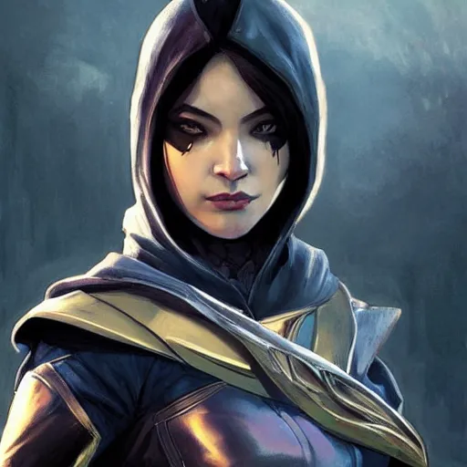 Prompt: Cassandra Cain (Batgirl) as an Assassin from Assassin's Creed, portrait, highly detailed, digital painting, artstation, concept art, sharp focus, illustration, cinematic lighting, art by artgerm and greg rutkowski and alphonse mucha