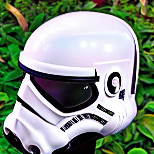 Prompt: a storm trooper helmet designed by lisa frank