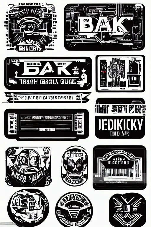 Image similar to cyberpunk bar labels, clean, vector art, texture