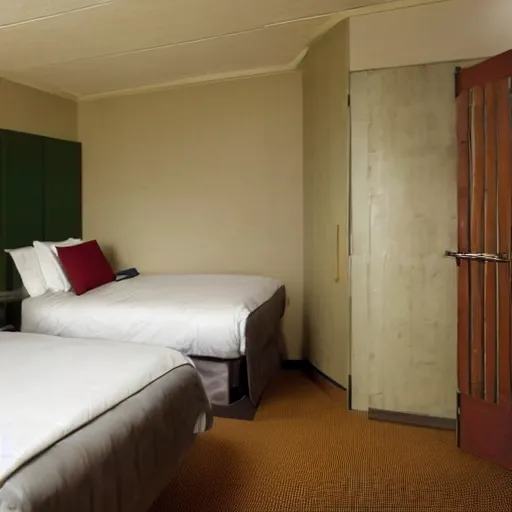 Image similar to A prison room built like a 5 star hotel room