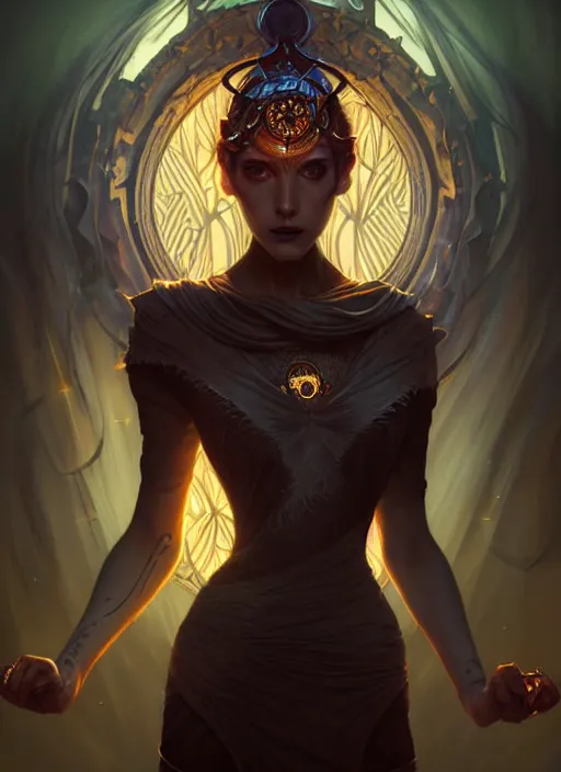 Image similar to a beautiful cinematic female Necromancer Sorceress, galatic shamen with Quantum energy fantasy, fantasy magic, short fade hair, undercut hairstyle, dark light night, intricate, elegant, sharp focus, illustration, highly detailed, digital painting, concept art, matte, art by WLOP and Artgerm and Greg Rutkowski and Alphonse Mucha, masterpiece