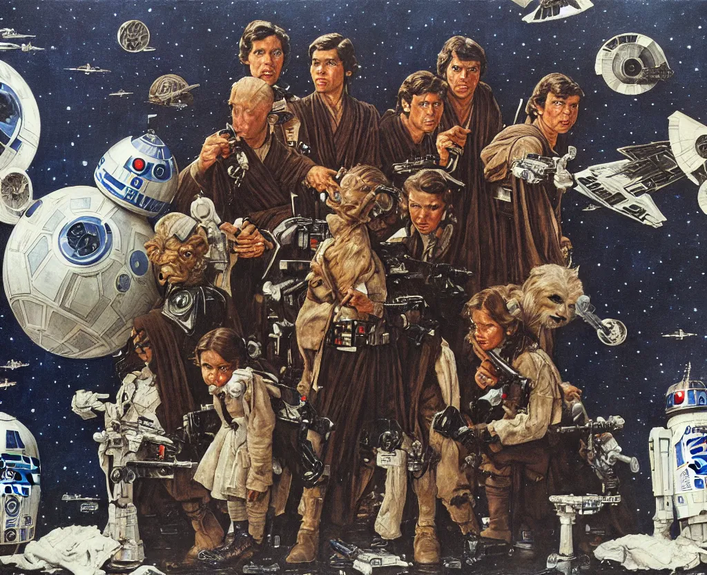 Prompt: star wars by norman rockwell, detailed painting, 8 k