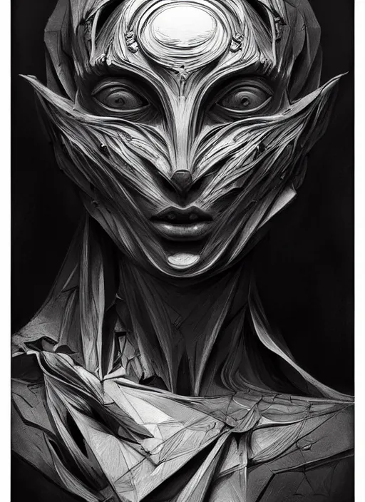 Prompt: charcoal painting of a sculpture, distorted, abstract, creepy, intricate, elegant, highly detailed, ray tracing, digital painting, artstation, concept art, art by artgerm and greg rutkowski and alphonse mucha, 8 k