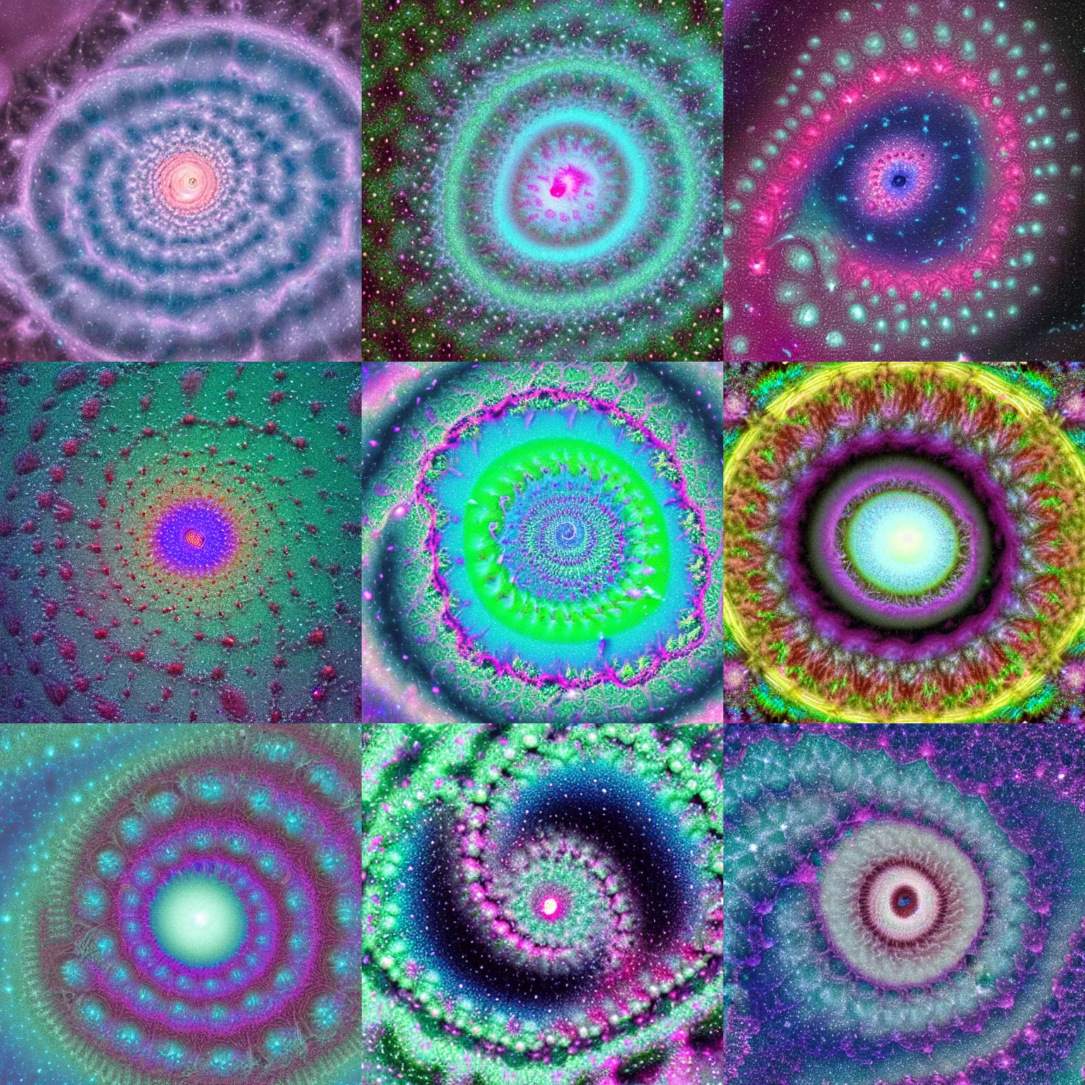 Prompt: biological fractal pastel colored electron micrograph hyperrealistic alex gray spiral galaxy 8 k