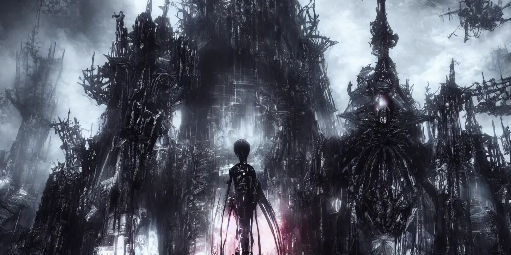 Image similar to grimdark tsutomu nihei blame biomega gothic architecture, unreal engine, 8 k, ultra realistic, ultra detail