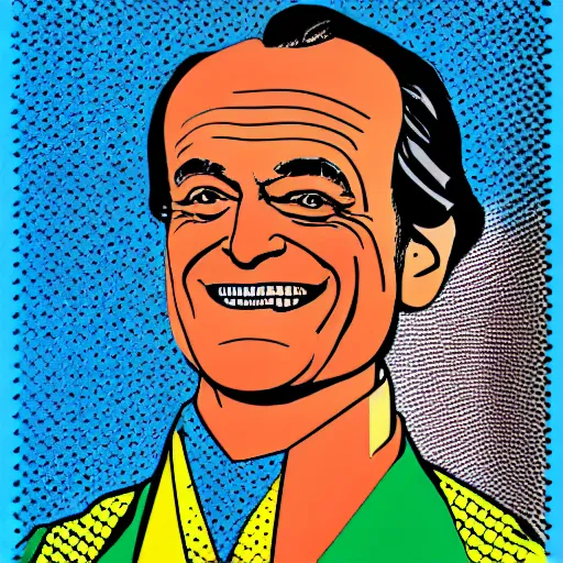 Image similar to rainbow smiling happy richard feynman. pop art.