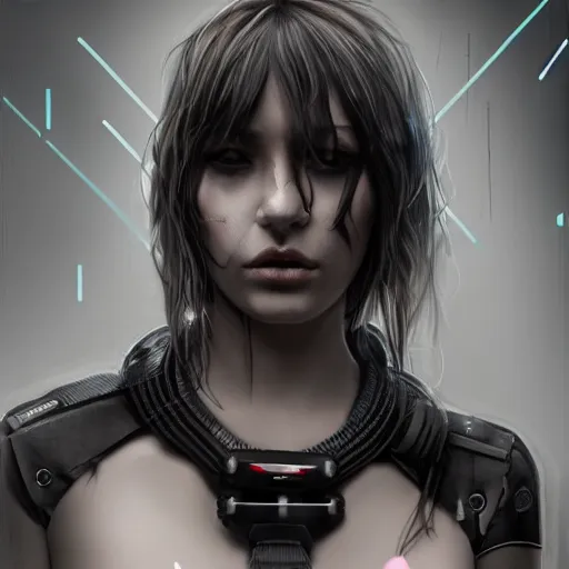 Prompt: detailed realistic female character cyberpunk wearing thick technological collar around neck, realistic, art, beautiful, 4K, collar, choker, collar around neck, punk, artstation, detailed, female, woman, choker, cyberpunk, punk, collar, choker, collar around neck,