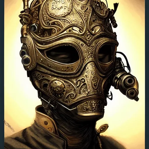 Prompt: Very very very very highly detailed epic photo of face with venetian mask, intricate, dystopian, sci-fi, extremely detailed, digital painting, artstation, concept art, smooth, sharp focus, illustration, intimidating lighting, incredible art by Anton Pieck, Artgerm and Vincent di Fate