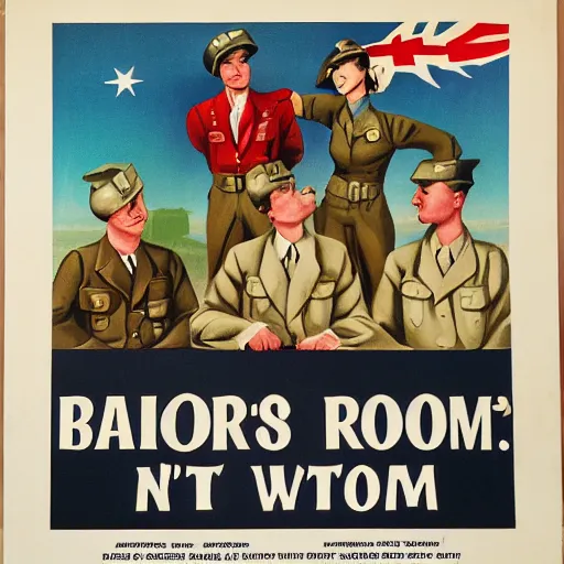 Image similar to the backrooms as a world war ii propaganda poster