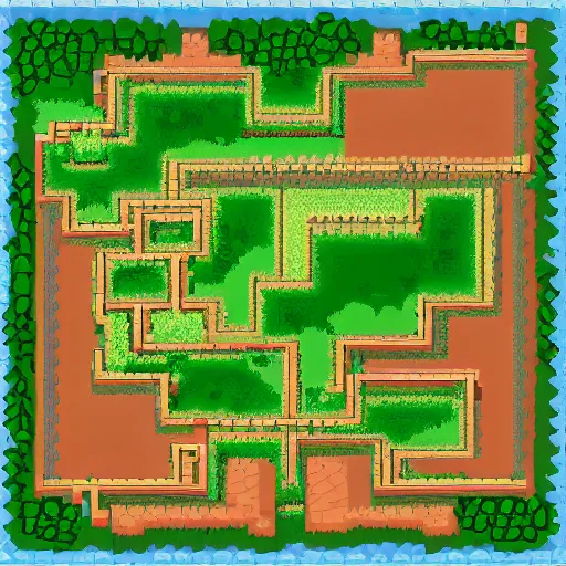 Prompt: adventure game overworld map with four areas. grass, snow, desert, and mountain.