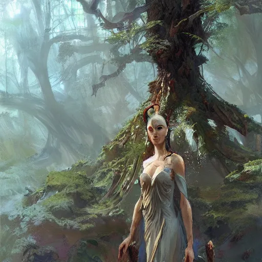 Prompt: tree goddess, epic, fantasy, incricate details, craig mullins