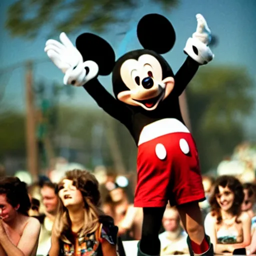 Image similar to mickey mouse performing at woodstock