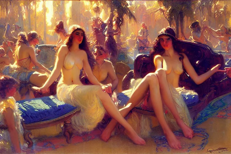 Image similar to futuristic spring break party, spring, soft light, painting by gaston bussiere, craig mullins, j. c. leyendecker