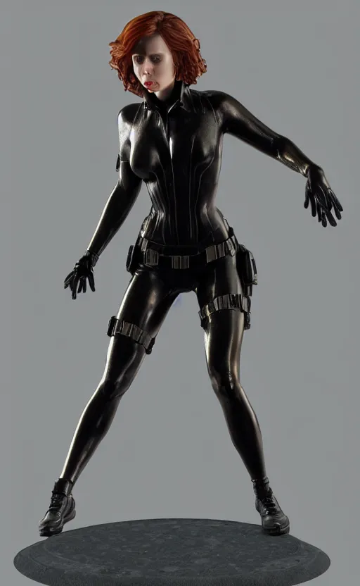 Image similar to black widow, bronze statue and silver, unreal engine, high detailed, holographic