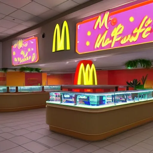 Prompt: McDonald's vaporwave aesthetic