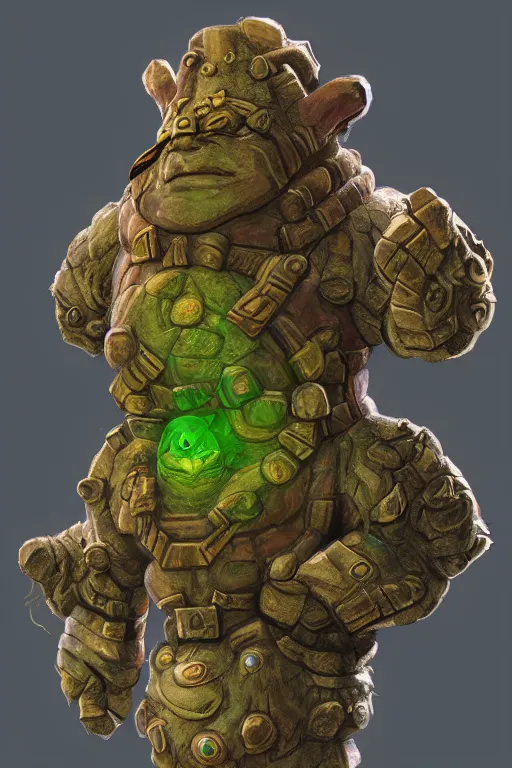 Image similar to zelda fantasy art giant golem troll wood rock greeble gemstone, global illumination ray tracing hdr fanart arstation by sung choi and eric pfeiffer and gabriel garza and casper konefal