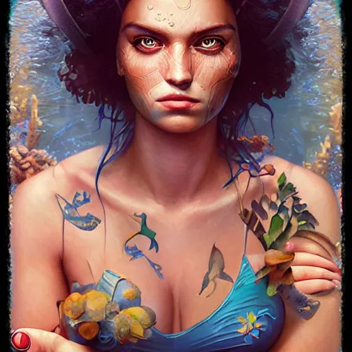 Image similar to lofi underwater amazonian portrait, Pixar style, by Tristan Eaton Stanley Artgerm and Tom Bagshaw.