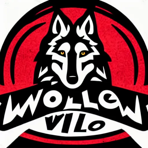 Image similar to vector illustration logo of a wolf with a mohawk gang tag graffiti, red and black, punk, spray smudge, masterpiece, banksy