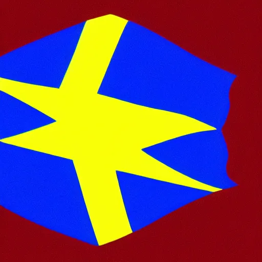 Image similar to A blue and white tricolor flag with a yellow lightning bolt in the middle, vexillogy, svg