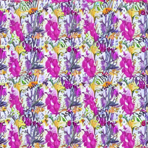 Image similar to brushed loose floral fashion print flat flower repeat swatch inspired by wgsn trend with lots of negative space