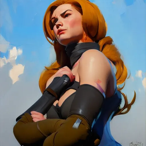 Image similar to greg manchess portrait painting of abigail shapiro as overwatch character, medium shot, asymmetrical, profile picture, organic painting, sunny day, matte painting, bold shapes, hard edges, street art, trending on artstation, by huang guangjian and gil elvgren and sachin teng