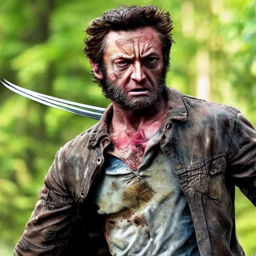 Image similar to Wolverine in The Walking Dead 4K quality super realistic