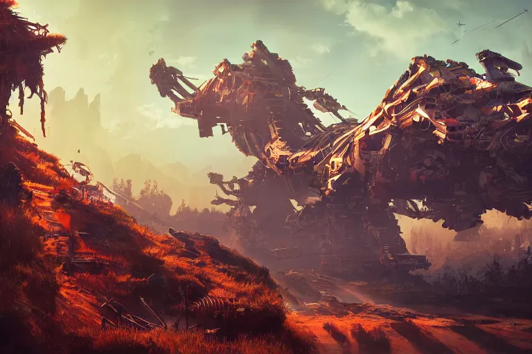 Image similar to sawtooth machine mecanical creature robot of horizon forbidden west horizon zero dawn bioluminiscence global illumination ray tracing hdr fanart arstation by ian pesty and alena aenami artworks in 4 k