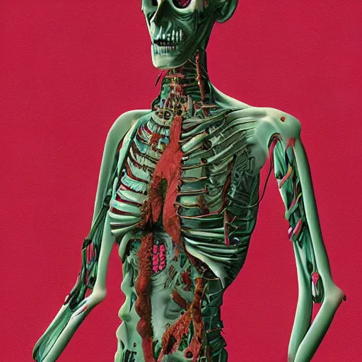 Image similar to digital art of a body horror human created by trevor henderson and tyedied