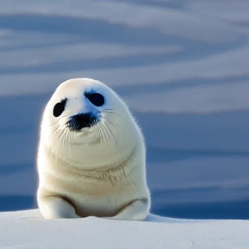 Image similar to a film still of a baby harp seal as hector escaton, westwood 2 0 2 0