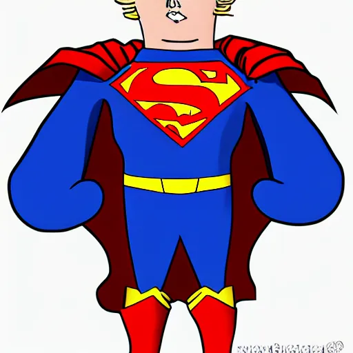 Prompt: portrait of a evil blonde superman with blonde hair he is blinde and thin face lines, his cape is the american flag, he is angry