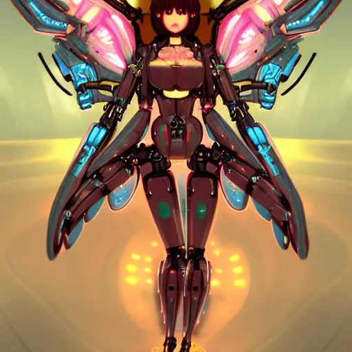 Prompt: concept art | robotic cybernetic god - system feminine angel in heavy syrup marauding through a futuristic peaceful path, artstation / pixiv!!!